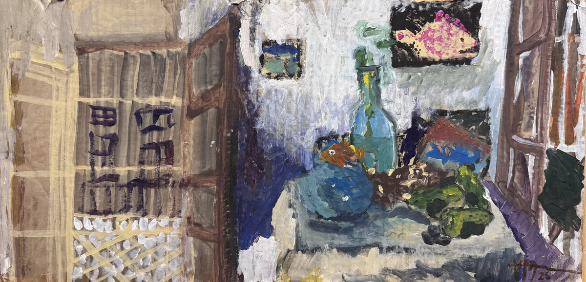 Bodegón, obra original de Parce; Acrílico sobre cartón, 73 x 40 cm, Anomalía Arte CDMX